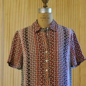 J. Crew 100% Silk Short Sleeve Button Front Shirtdress Size 00
